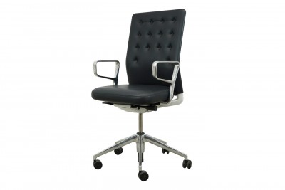 Vitra ID Trim Bürodrehstuhl Leder / Dunkelgrau