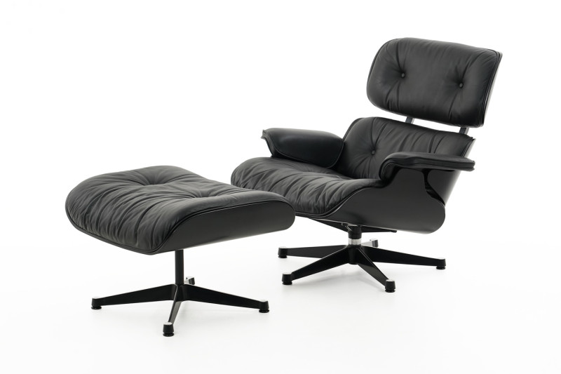 Vitra Lounge Chair & Ottoman version noire cuir / bois