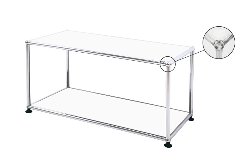 USM Haller Beistelltisch Glas / Reinweiß RAL 9010 75 x 35 cm