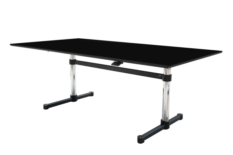 Bureau réglable en hauteur USM Kitos M Résine / Noir 200 x 100 cm