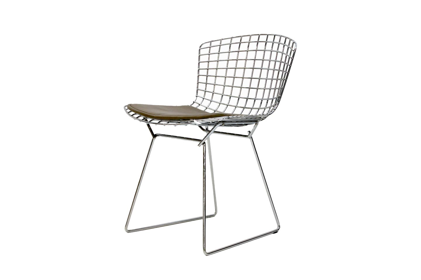 knoll international bertoia chair metal  leather  beige