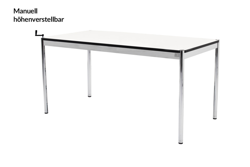 USM Haller Schreibtisch 150 x 75 cm höhenv. (bis 86 cm) Kunstharz / Weiß