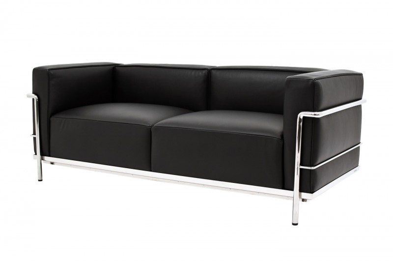 Cassina LC3 Le Corbusier 2-er Sofa Leder / Schwarz