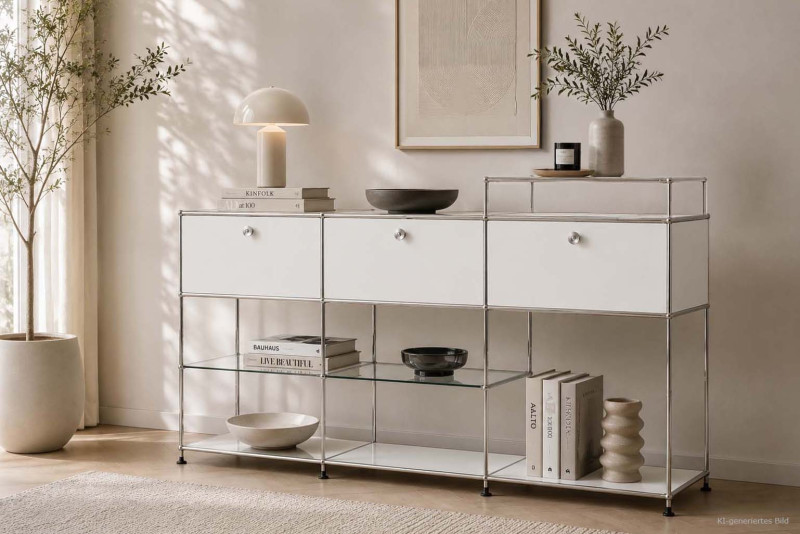 USM Haller Dressoir met Glasvak Puur Wit RAL 9010