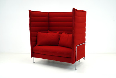 Vitra Alcove Highback Love Seat Tejido / Rojo