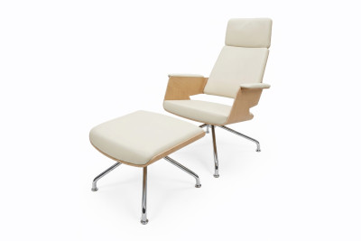 Thonet S 850 Sessel mit Ottomane Leder / Beige