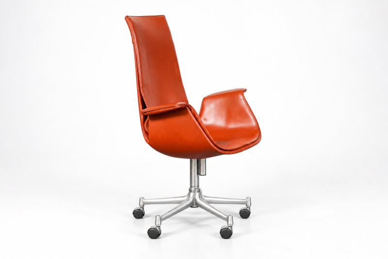 Knoll International FK 6725 Tulip Stoel Leer / Lichtbeige / Crème
