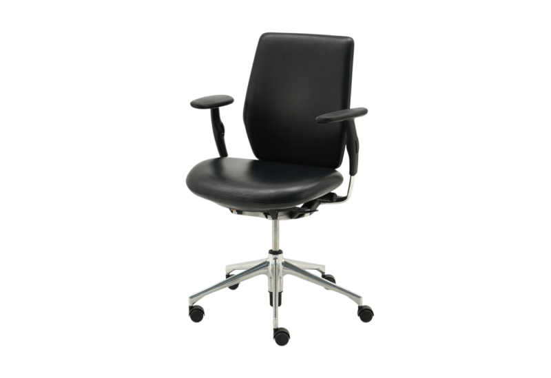 Vitra Oson Bürodrehstuhl Leder / Schwarz