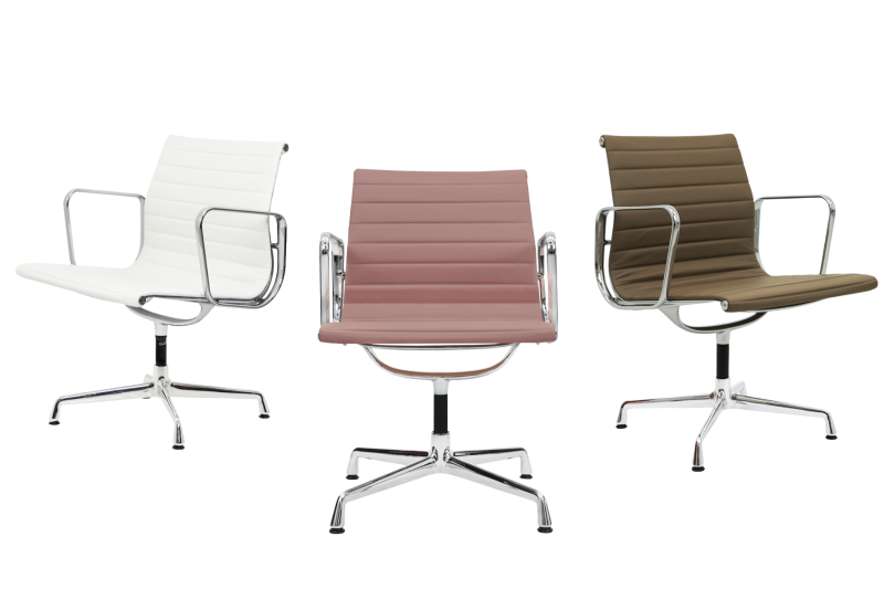 Vitra Aluminium Chair Ea 108 Conference Chair Leather / Black