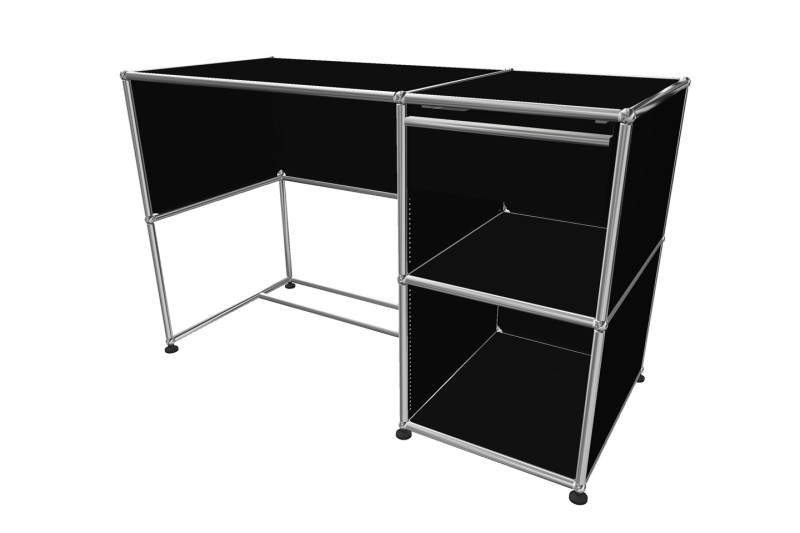 USM Haller Buffet Avec Tablette En Verre Blanc Pur RAL 9010