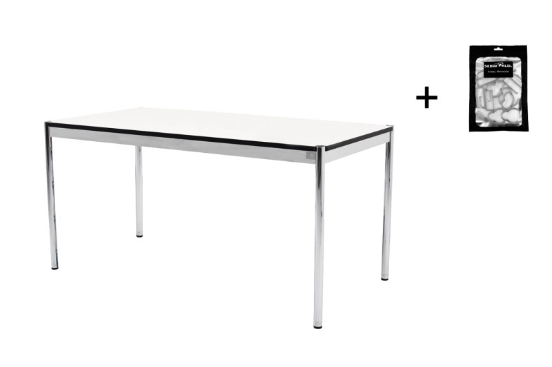 USM Haller Schreibtisch Kunstharz / Perlgrau / Weiß 150 x 75 cm