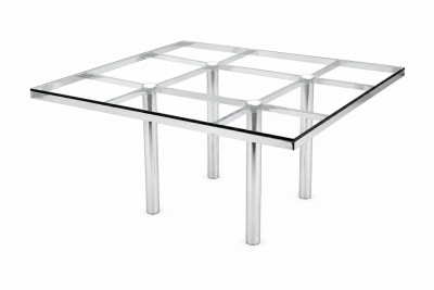Knoll International Tisch von Tobia Scarpa für Gavina / Glas 114 x 114 cm