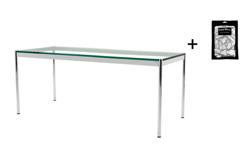 USM Haller Schreibtisch Klarglas 200 x 75 cm