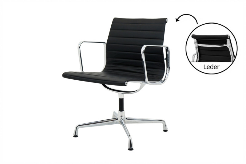 Vitra Aluminium Group EA 108 Siège de Conférence Cuir / Noir