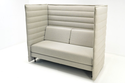 Vitra Alcove Plus Two-Seater Stoff / Cremeweiß / Braun