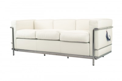 Cassina LC2 Le Corbusier 3-er Sofa Leder / Weiß / Bianco Cassina LC2 Le Corbusier 3-er Sofa Leder / Weiß / Bianco