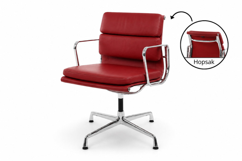 Vitra Soft Pad EA 208 Visitor Chair, Leather / Asphalt Gray