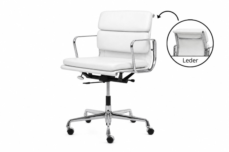 Vitra Soft Pad EA 217 Bürodrehstuhl Leder / Weiß
