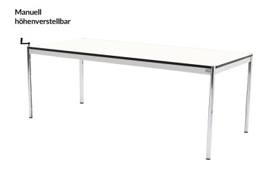 USM Haller Schreibtisch 200 x 100 cm höhenv. (bis 86 cm) Kunstharz / Perlgrau