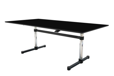 USM Kitos M - manuell höhenverstellbarer Schreibtisch Kunstharz / Schwarz 200 x 100 cm
