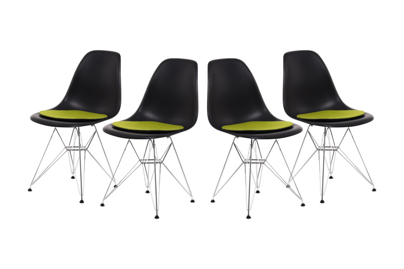 Vitra Eames Silla auxiliar de plástico DSR / Negra