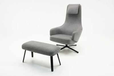 Vitra Repos Sessel + Panchina Stoff / Schwarz / Weiß