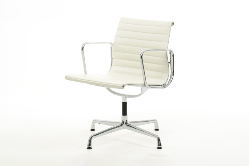 Vitra 108 Leder / Hellbeige / Cremeweiß *drehbar*