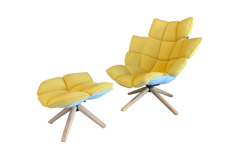 B&B Italia Husk Lounge Sessel & Ottomane Stoff / Gelb