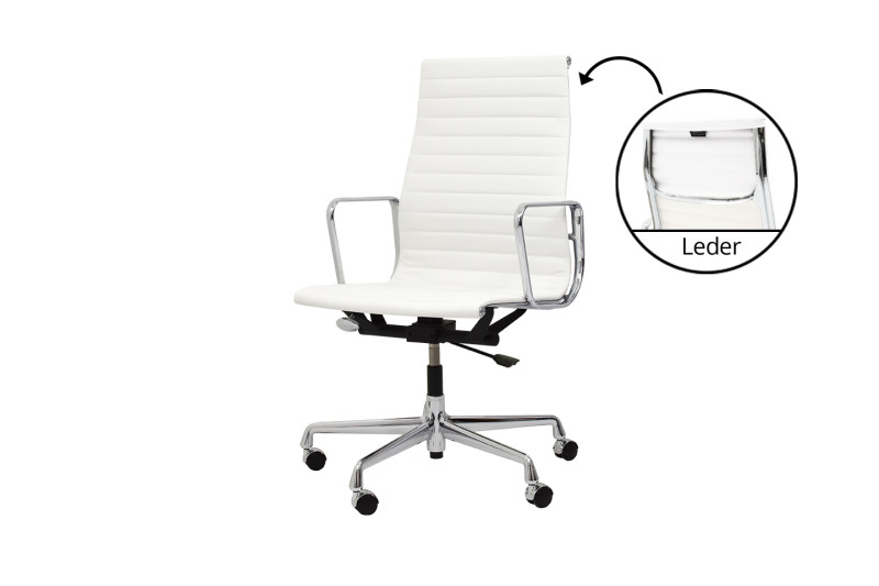 Vitra Aluminium Chair EA 119 Chair Leather / White