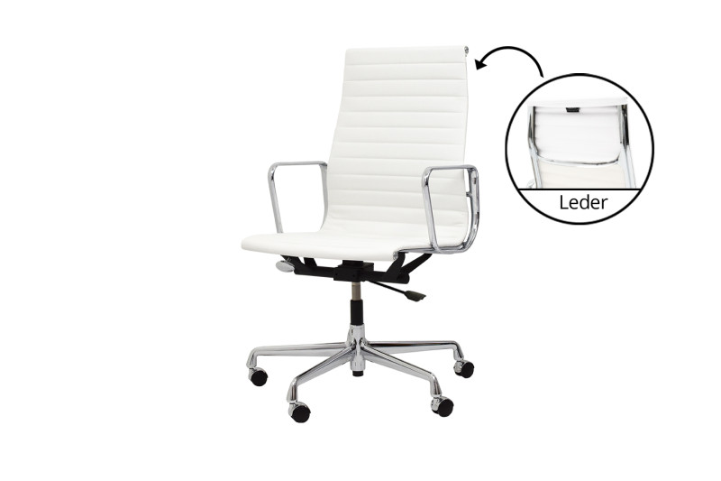 Vitra Aluminium Group EA 119 Silla Giratoria de Oficina Piel / Blanco