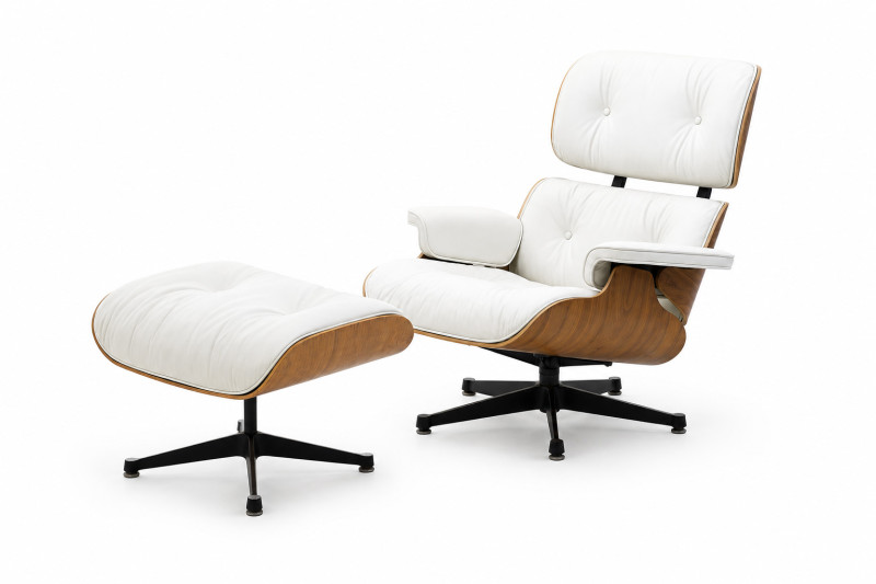 Vitra Eames Lounge Chair & Herman Miller Ottomane Leder / Weiß