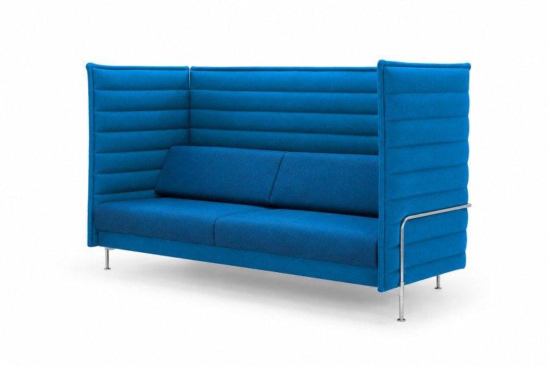 Vitra Alcove Highback Three-Seater / Sofa Stoff / Blau