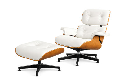 Herman Miller Eames Lounge Chair & Ottoman Leder / Weiß