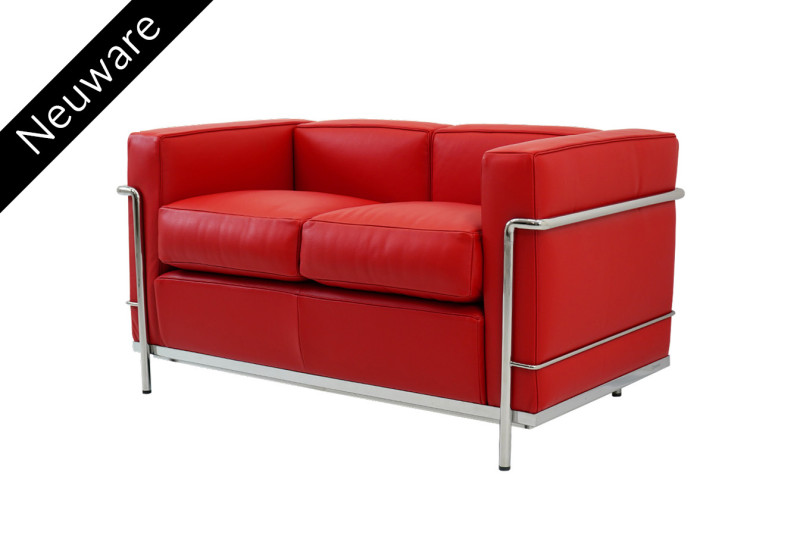 Cassina LC2 Le Corbusier Two-Seater Sofa Leather / Red