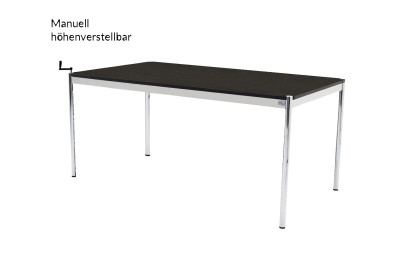 USM Haller Schreibtisch 175 x 75 cm höhenv. (bis 86 cm) Holz / Schwarz