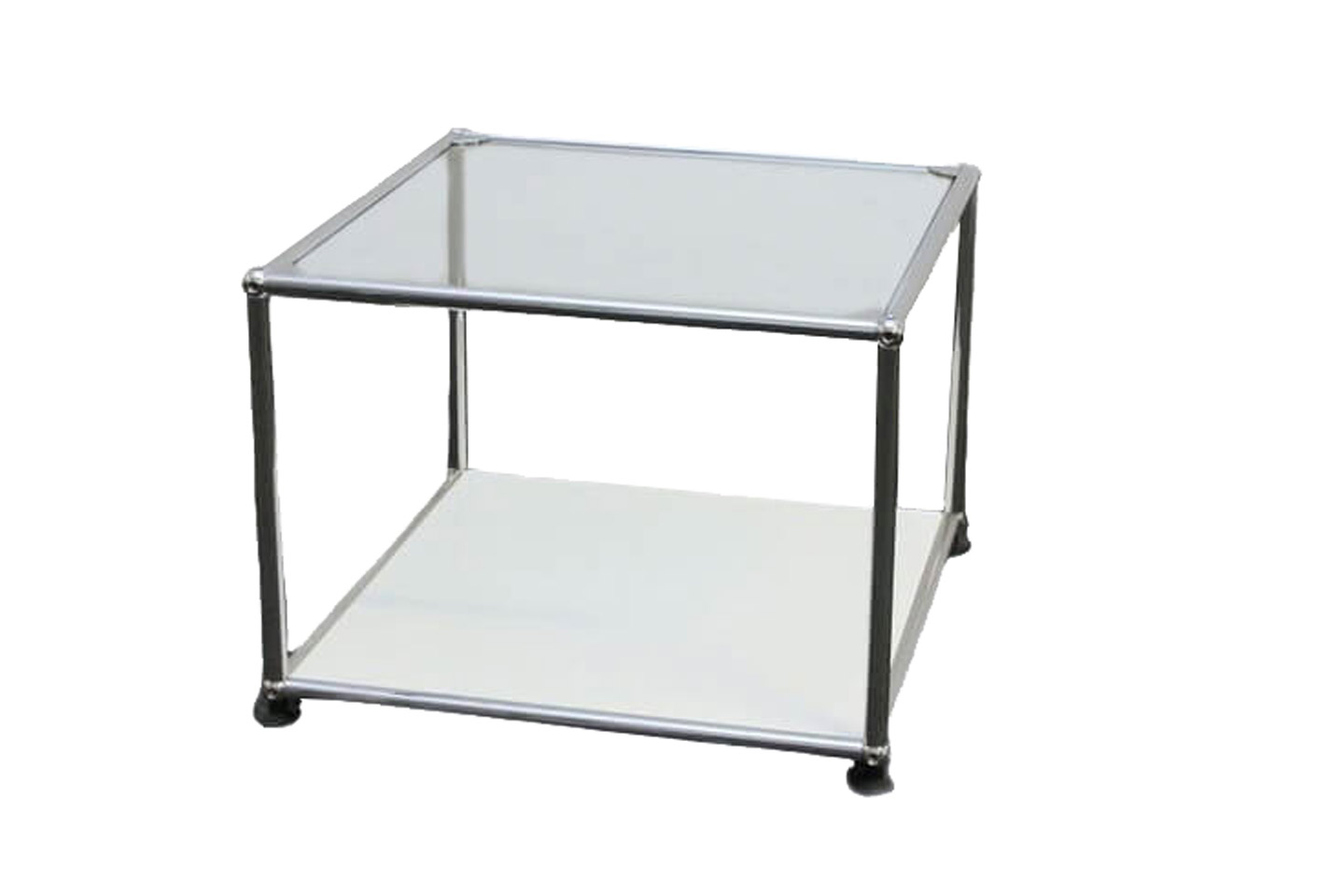 USMHaller Beistelltisch Glas / Reinweiß RAL 9010 50 x 50