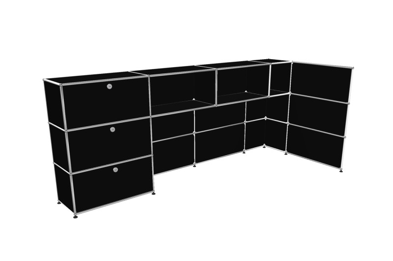 USM Haller Mostrador con Pantalla de Privacidad Negro Grafito RAL 9011