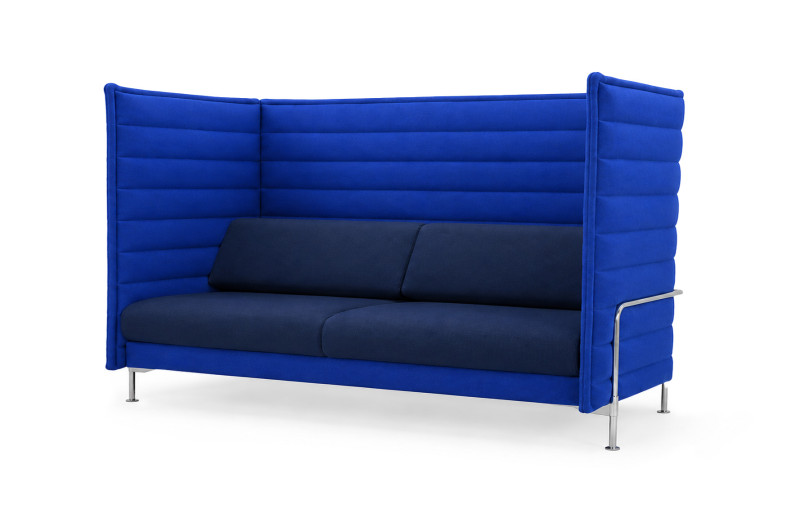Canapé trois places Vitra Alcove à dossier haut / Tissu / Bleu