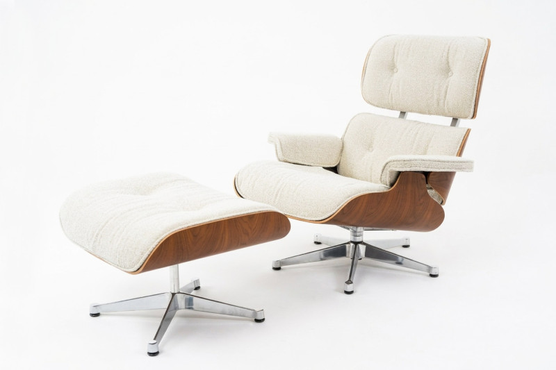 Vitra Eames Lounge Chair XL & Ottoman Stoff / Cremeweiß