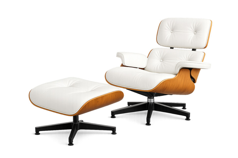 Herman Miller Eames Lounge Chair & Ottoman Leder / Weiß