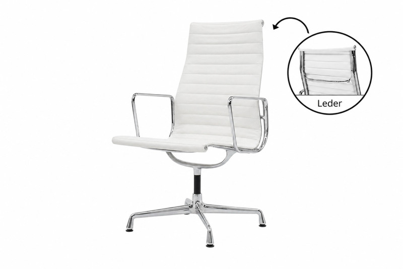 Fauteuil visiteur Vitra EA 112 en cuir/blanc