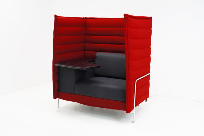 Vitra Alcove Plus Work Sofa Fabric / Gray / Red