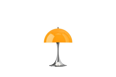 Louis Poulsen Panthella "The Originals" V3 Mini 250 (In- & Outdoor) Tischlampe / Chrome Opal Orange