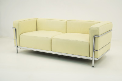 Cassina LC3 Le Corbusier Canapé 2 places cuir / gris / Grigio