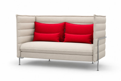 Vitra Alcove Lowback Two-Seater Stoff / Beige / Rot
