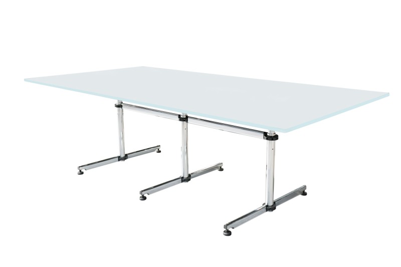 USM Kitos Table de Conférence Verre / Blanc 240 x 120 cm