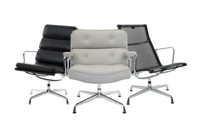 Vitra Aluminium Group EA 108 Silla de Reunion Piel / Negro
