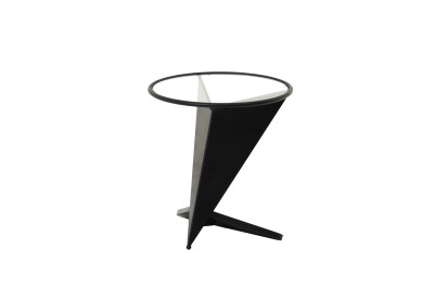 Naos Beistelltisch Glas / Metall / schwarz