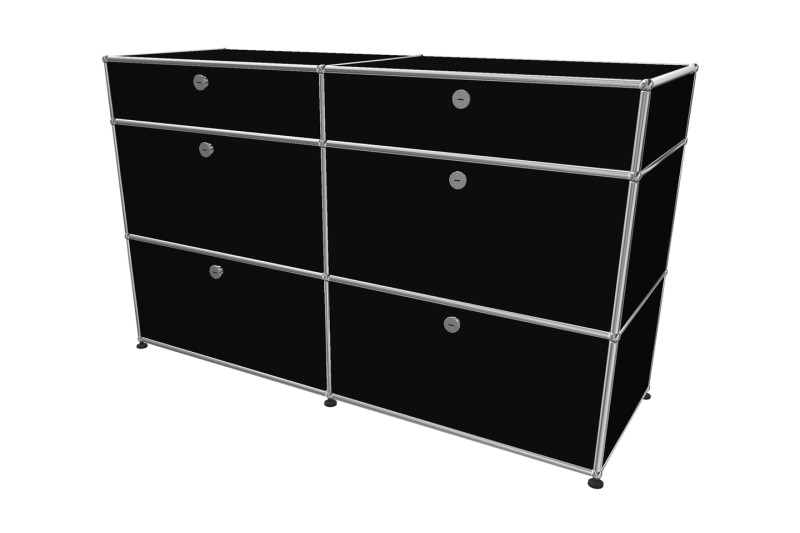 USM Haller Sideboard Graphitschwarz RAL 9011 Tiefe 50 cm