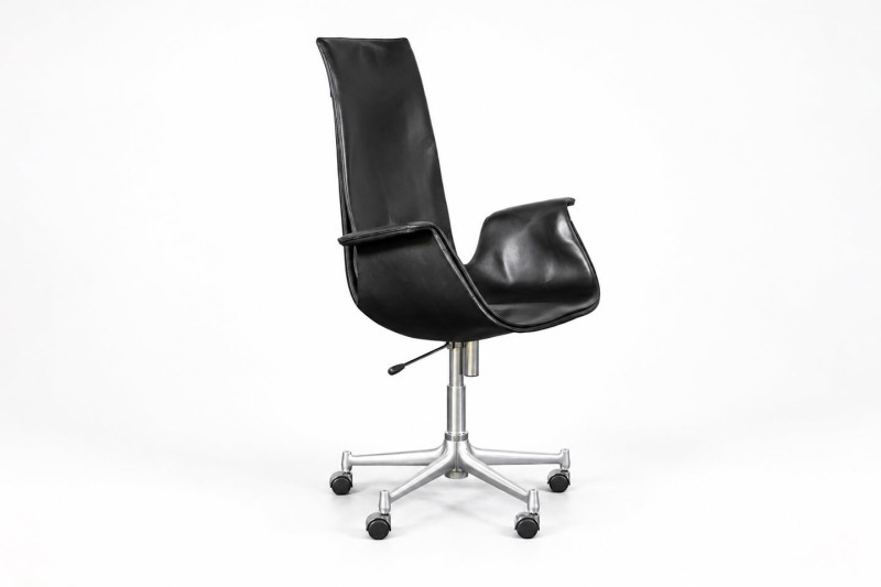 Knoll International FK 6725 Tulip Stoel Leer / Lichtbeige / Crème